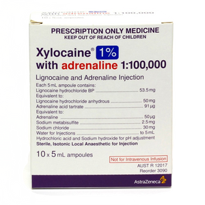 1% Xylocaine/with Adrenaline 1:100,000  - 10 x 5ml